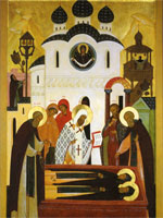Погребение родителей прп. Сергия. Икона над усыпальницей святых. | www.pravicon.com 